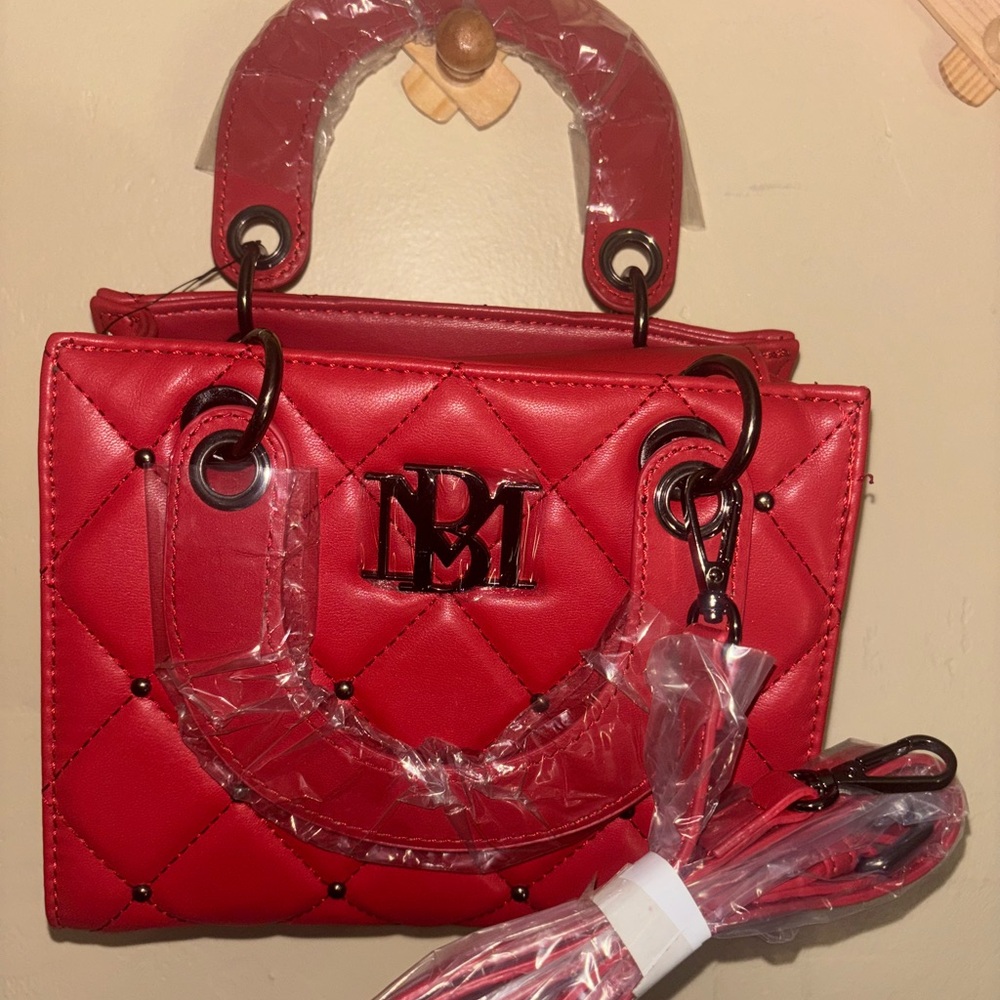 Badgley Mischka Red Mini Bag with Quilted Design